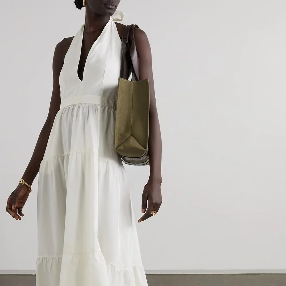 EMPORIO SIRENUSE Colette tiered cotton-poplin halterneck maxi dress - Picture 1 of 4